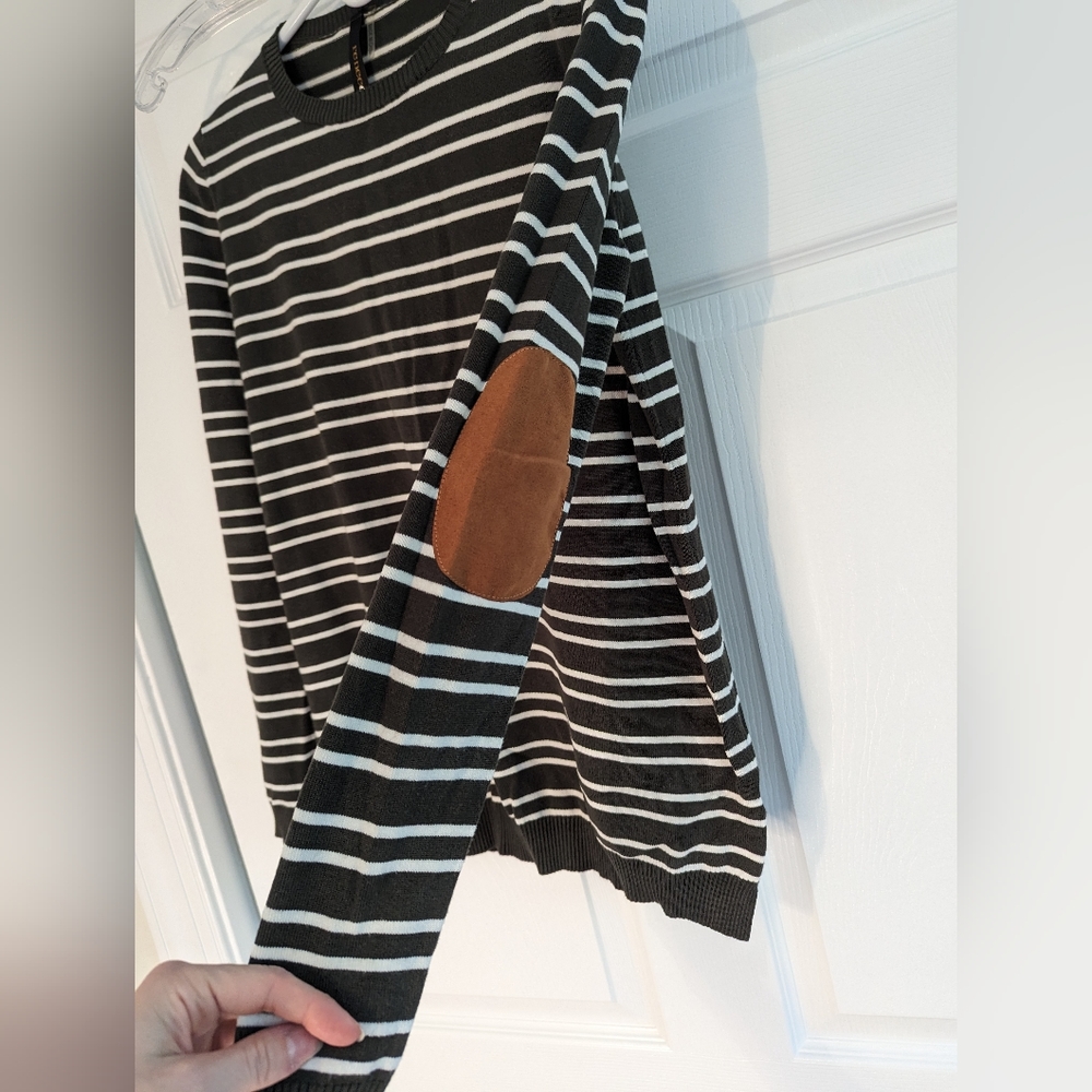 Market & Spruce | Aubree Elbow Patch Sweater | Olive | S - Picture 6 of 6
